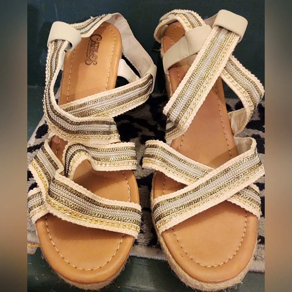 Carlos Santana strappy wedge sandals